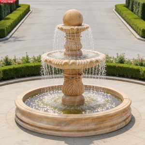 <span class=keywords><strong>Fontaine</strong></span> à eau rotative en marbre beige naturel sculpté à la main YOUFINE pour la décoration de jardin et de patio extérieur - Product Image 2