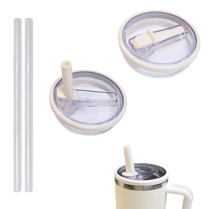 2 Pack 40oz Tumbler Replacement Lids <b>With</b> Flip <b>Straw</b> Plastic <b>Cup</b> Covers Leakproof for Reusable Travel Tumblers - Product Image 5
