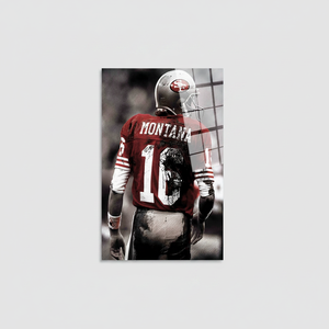 Arte de pared en lienzo de Joe Montana: Impresión decorativa de fútbol americano personalizada, arte en vidrio templado - Product Image 2