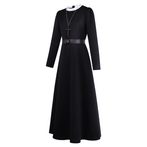 Costume de nonne The Conjuring 2, uniforme de cosplay, robe noire à manches longues avec collier et ceinture en croix pour jeu de rôle d'Halloween - Product Image 2