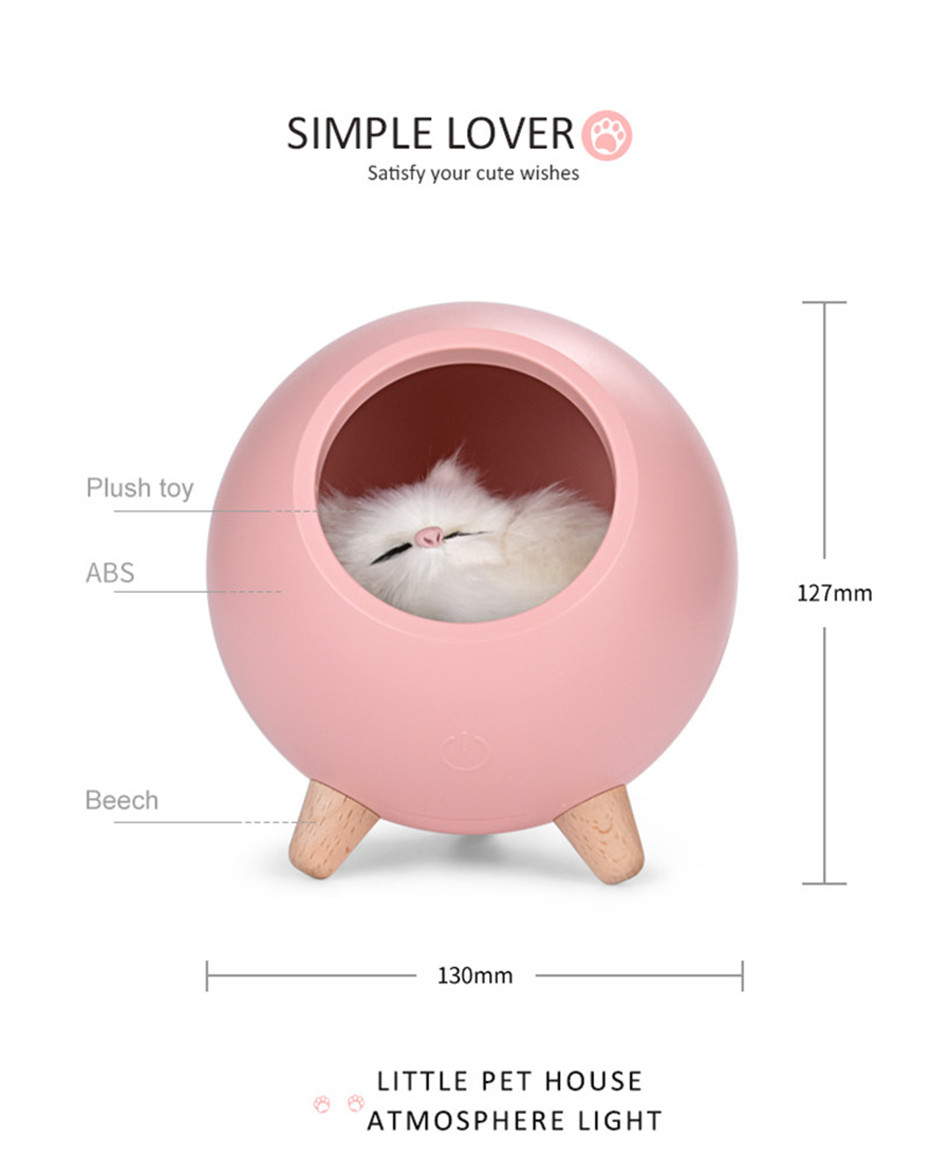 Cat House Night Light Touch Dimming LED Mini Cat Lamps Kids Bedroom Christmas Decor Holiday Gift