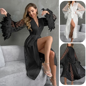 Camisón de Verano de Manga Larga, Transpirable, que Absorbe el Sudor, Relajado, Elegante y Lujoso para el Dormitorio - Product Image 2