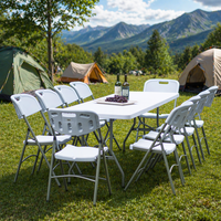 Tables pliantes en plastique de 8 pieds, table de pique-nique pliante en plastique pour jardin, table de restauration pliante en plastique portable pour extérieur