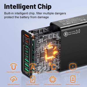 4USB + 4Type-C 8-Port Fast Charger QC3.0 หัวชาร์จหลายอินเทอร์เฟซสำหรับโทรศัพท์และแท็บเล็ต - Product Image 5