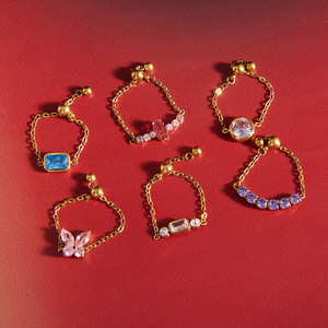 <span class=keywords><strong>Anelli</strong></span> Personalizzabili in Acciaio Inossidabile Placcato Oro 18K con Catena Scorrevole Regolabile, Regalo di Nozze, Gioielli alla Moda, MOQ Solo Un Pezzo - Product Image 6