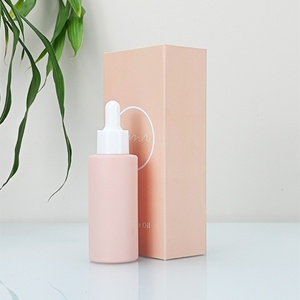 Unique 30 ml 20ml Hair Body Facial Oil Serum Bottle Pink Glass Dropper Bottle with <b>Box</b> <b>Flat</b> Shoulder Shaped - Product Image 4