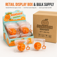 Jouet Squishy Orange Mandarine Doux à Presser, Fruit d'Agrumes Anti-Stress avec Porte-clés et Pochette Transparente pour Enfants et Adultes – Vente au Détail