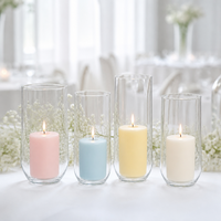 Vase décoratif en verre transparent à fond arqué pour bougies, idéal pour cheminée, étagère ou table