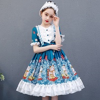 Lolita robes dentelle princesse robe bébé fille volant élégant bergère ral imprimer filles jupes une pièce