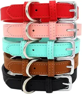 PU Couro Pet Cat Collar Suavemente Acolchoado Impermeável Clássico Vegan Couro Genuíno Dog Collar