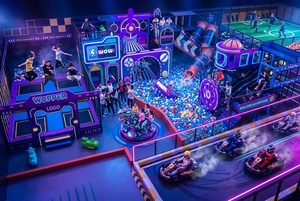 อุปกรณ์ FEC ในร่มแบบกำหนดเอง ธีม SUPERWINGS Cyberpunk แทรมโพลีน นินจา สไลเดอร์แบบวน บ่อบอล โกคาร์ท ฟุตบอล CRAZY PARK รับผลิตแบบ OEM&ODM - Product Image 2