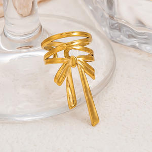 Ballet Style Bow <b>Ring</b> 18k Gold Plated Adjustable Women's Fashion Jewelry Gift - Product Image 3