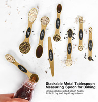 Ensemble de cuillères à mesurer magnétiques en acier inoxydable avec niveleur, cuillères à mesurer empilables en métal pour la pâtisserie, tasses à mesurer