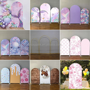 LEDA Elegant Wedding Double-sided Welcome Sign <b>Backdrop</b> Wall Custom Pattern Wave Screen <b>Backdrop</b> <b>Stand</b> for Decoration - Product Image 4