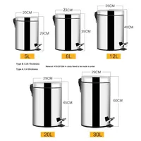 Fabricant vente en gros 12 litres en acier inoxydable pédale poubelle sanitaire hôtel ménage stockage poubelle couvercle cuisine salle de bain