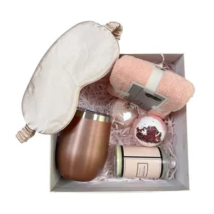 Amazon Hot Sell 2023 Mug+Scented Candle+Towel+Soap+Bath ball+Eye Mask Bath Bomb Gift Sets Mom And Daughter Set