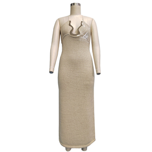 High Quality New Design Custom 100% Tape Yarn <strong>Knitted</strong> Long <strong>Dres</strong> Women Summer Spring Causal Maxi Dress - Product Image 1