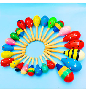 Maraca en bois miniature de dessin animé en gros pour enfants de 0 à 3 ans, jouet de percussion pour l'exercice de la préhension - Product Image 4
