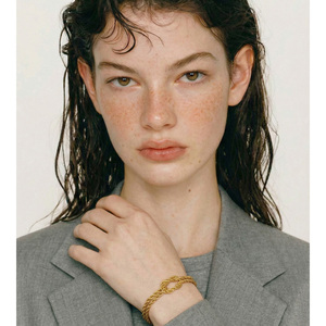 JINYOU 5155 Bracciale a Catena in Acciaio Inossidabile Placcato <span class=keywords><strong>Oro</strong></span> con Design Intrecciato per Gioielli Personalizzati alla Moda - Product Image 5