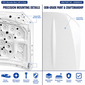 Capó de Motor Original Desmontado para <span class=keywords><strong>Mercedes</strong></span>-Benz <span class=keywords><strong>Clase</strong></span> <span class=keywords><strong>C</strong></span> W205 2014-2015 OE 2058800457 C63 Calidad Aprobada Certificación DOT - Product Image 4