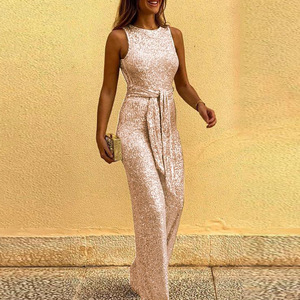 S-2XL nuova <span class=keywords><strong>tuta</strong></span> a girocollo senza maniche Sexy con paillettes e punto <span class=keywords><strong>argento</strong></span> <span class=keywords><strong>tuta</strong></span> ampia e Sexy - Product Image 5
