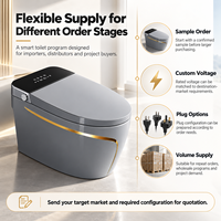 Nouveau style de toilette intelligente monobloc à détection automatique, à poser au sol, avec chasse d'eau à capteur, siège chauffant, vanne à impulsion et siphon en S, en stock