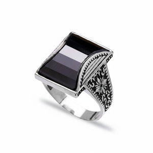 Triangle Shape Onyx Gemstone Authentic <b>Men</b> <b>Ring</b> Turkish Wholesale Handmade 925 Sterling <b>Silver</b> <b>for</b> <b>Men</b> - Product Image 2
