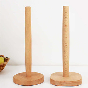 Beech Wood <b>Paper</b> Towel Holder Natural Color Round Free Standing <b>Kitchen</b> Roll Stand Eco Friendly Scandinavian Design - Product Image 2
