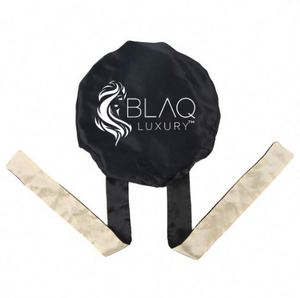 Screen Double Layer Soft Satin With Long Straps Custom Logo Head Tie Edge Band Designer <b>Headbands</b> Silk Bonnet Wholes - Product Image 1