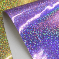 En stock – Tissu en cuir PU laser irisé pailleté 0,7 mm, résistant à l'abrasion, pour sacs, accessoires vestimentaires, trousse de maquillage – Largeur 54/55 pouces