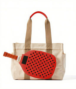 Pickleball กระเป๋าใบแพดเดิลบอลสำหรับ <span class=keywords><strong>JOola</strong></span> กระเป๋าผ้าแคนวาสคุณภาพสูง + ที่หุ้มแร็กเกตหนังสำหรับกีฬากลางแจ้งมีซิปปิดด้วยถุงผ้า - Product Image 1