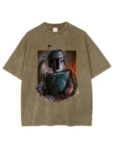 S Wars Dark the Empire Strikes Back Camisetas Verano 100% Algodón Drop Shoulder Crewneck Heavyweight Acid Wash - Product Image 3