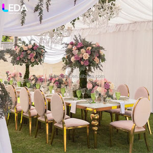 Silla de Comedor Redonda de Acero Inoxidable Dorado Moderno para Fiestas y Banquetes, Muebles de Lujo LEDA, para Hoteles, Bodas y Eventos - Product Image 4