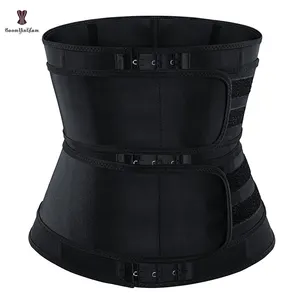 Newest Design 29.5CM 11.61" Sweat Latex Hook Slimming Sheath 9 Robs 2 Belt Double Strap Waist Trainer With Colombia Label
