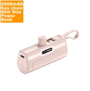 5000 mAh 포켓 키 체인 비상 휴대 전화 작은 휴대용 충전기 포드 Powerbank 미니 전원 은행 유형 C