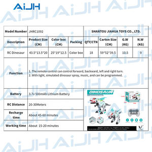 Jouet musical intelligent programmable AiJH RC <span class=keywords><strong>Dinosaure</strong></span> <span class=keywords><strong>avec</strong></span> télécommande intelligente, modèle d'animal <span class=keywords><strong>dinosaure</strong></span> - Product Image 6