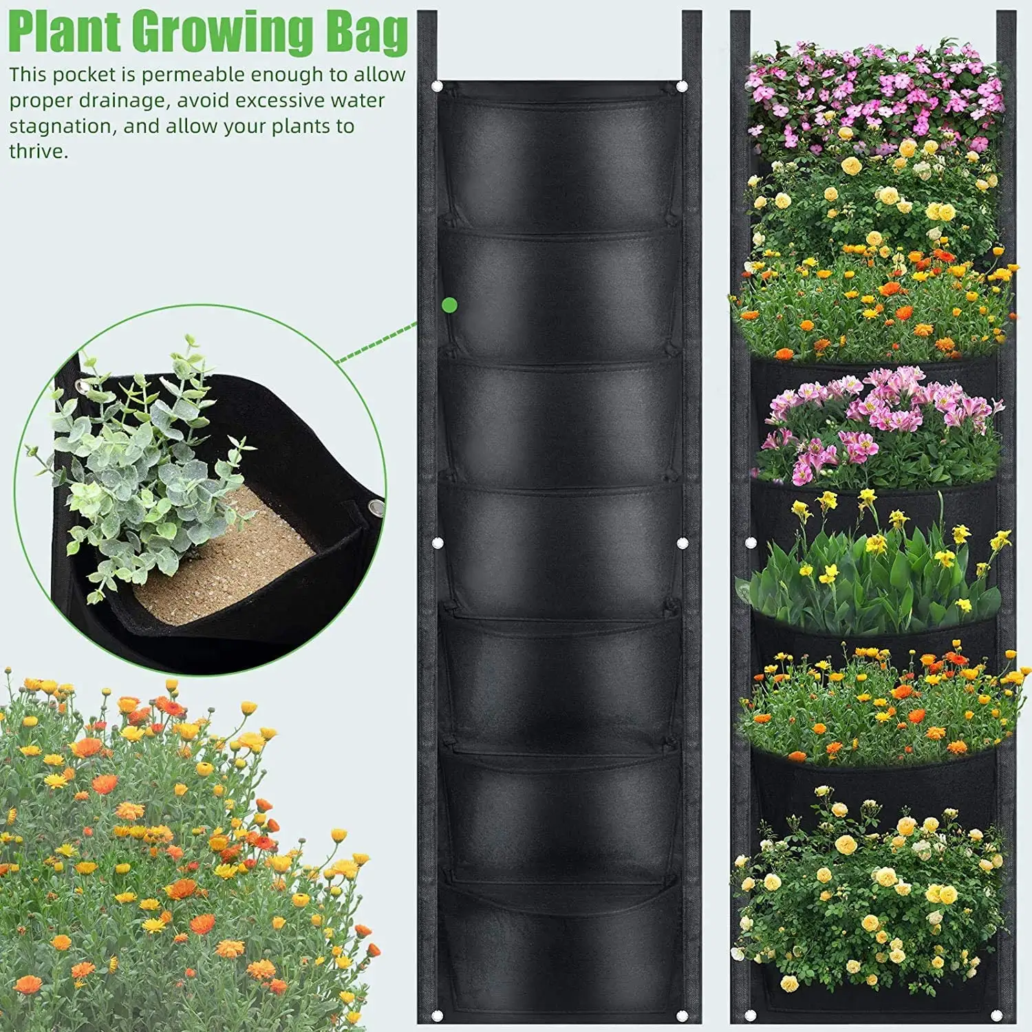 Vegetable Shiitake Mushroom Growing Bag/ Felt Grow Bags Vertical Wall Mounted Hanging Grow Bag