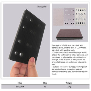 80*130MM 16 agujeros 10mm de espesor gancho y bucle cojín suave sin <span class=keywords><strong>polvo</strong></span> almohadilla de interfaz de esponja para lijadora herramientas abrasivas pulido - Product Image 3
