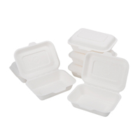 Boîtes alimentaires biodégradables en pulpe de bagasse en gros, boîtes à emporter, boîtes à déjeuner jetables pour restaurants, emballages alimentaires à emporter