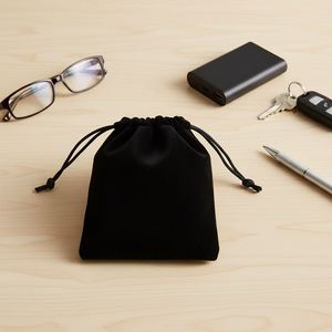 Bolsa de Terciopelo Negra Personalizada al por Mayor con Cordón y Logotipo Impreso, 7x9cm, Contenedor Portátil para Joyas - Product Image 3