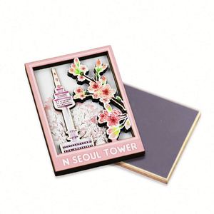2024 New Arrival Custom Magnetic Wood Wooden Magnet Frames Vintage <b>Fridge</b> Magnets - Product Image 1