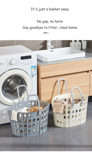 Wholesale Huaxiang Brand Large Wall-Mounted Foldable PP Laundry <strong>Basket</strong> Handles <strong>Hanging</strong> Design Blue/<strong>Grey</strong>/Beige Storage - Product Image 6