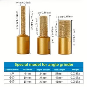Accessoires de meulage pour lavabos en céramique, corps en aluminium avec pointe abrasive pour utilisation avec une meuleuse d'angle - Product Image 4