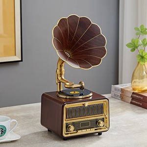 Factory Retro <b>Gramophone</b> BT Vinyl <b>Record</b> <b>Player</b> HiFi Sound Aluminum Alloy Built-In Battery Home 40Hz-20KHz Vintage Phonograph - Product Image 3