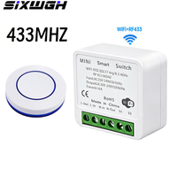 Interrupteur sans fil SIXWGH WIFI RF433MHz, contrôleur de relais 220V 110V, mini interrupteur mural à bouton rond, télécommande pour lampe LED