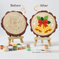 Plaque en bois ronde vierge à thème bonhomme de neige pour la création de décorations de Noël DIY à peindre à la main