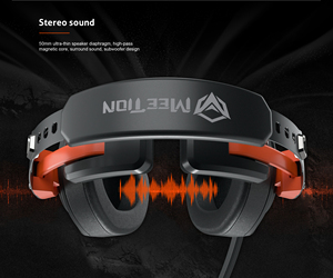 MEETION MT-HP099 Black Orange 1.8m Long Cable <strong>with</strong> <strong>Volume</strong> <strong>Control</strong> Knob One Button Mute Headset Gaming <strong>Headphones</strong> - Product Image 6