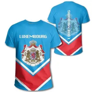 Drop Shipping Luxemburg Vlag Logo Gestreept T-Shirt Groothandel Sublimatie Casual Mannen Strand Korte Mouw Mode Comfort Kleding