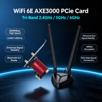 Adaptateur sans fil PCIe AXE3000 Pro WiFi 6E Tri-bande 2,4 GHz 5 GHz 6 GHz pour ordinateur de bureau