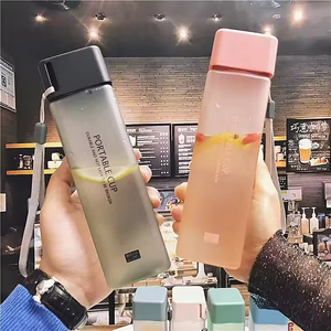 Wholesale Eco-Friendly Cartoon Style Leak-proof Outdoor Sports Portable Square Frosted <b>Plastic</b> Bottle Transparent Fruit Travel - Product Image 2
